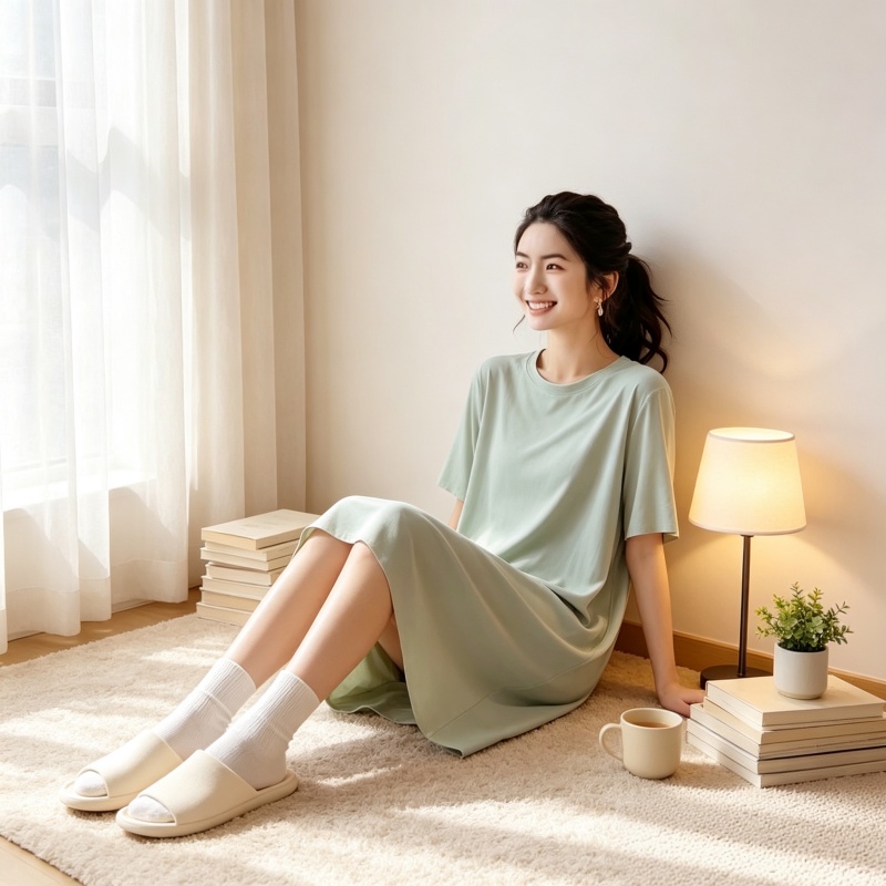 Summer Clothing Colors - Zachte, ademende, gladde stof nachtjapon dames