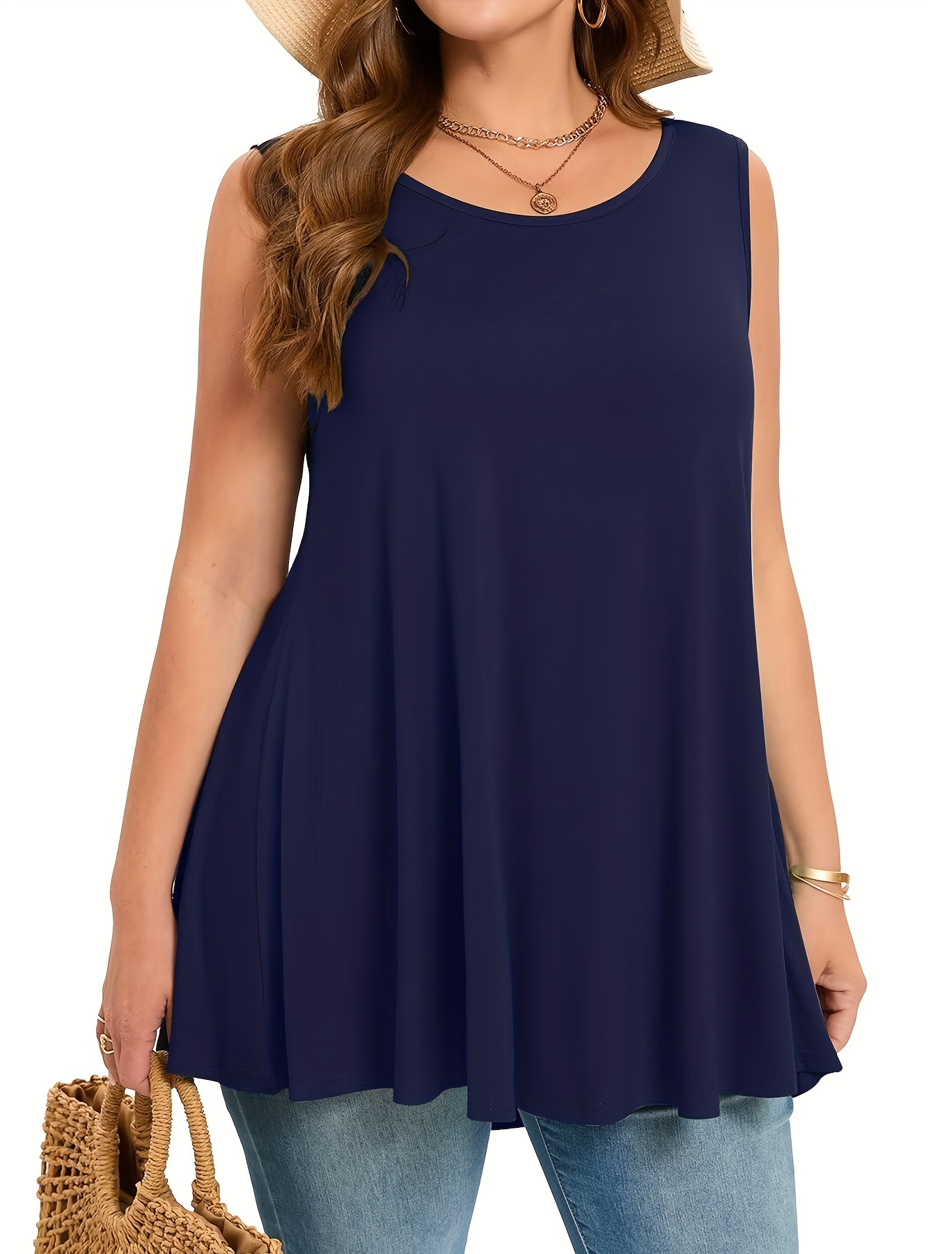 Summer Clothing Clearance - Grote maten eenvoudige effen tanktop Casual