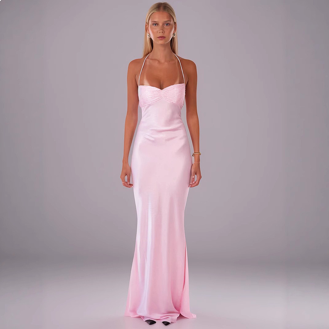 Summer Clothing For Older Women - Sexy Pailletten Satijnen Rugloze Bodycon Jurk