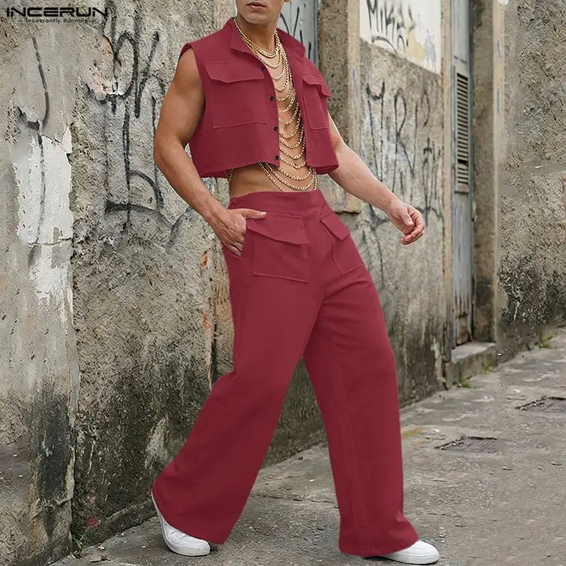 Summer Clothing Haul - INCERUN Mannen Sets Solid Mouwloze Crop