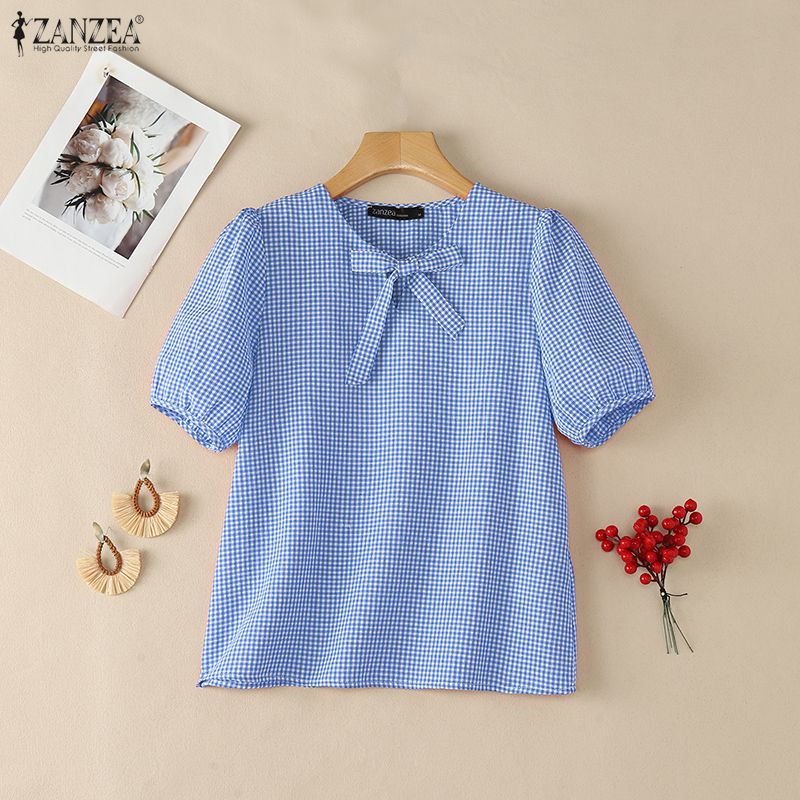 Summer De Clothing - ZANZEA Vrouw Zomer Vintage Gingham Blouses