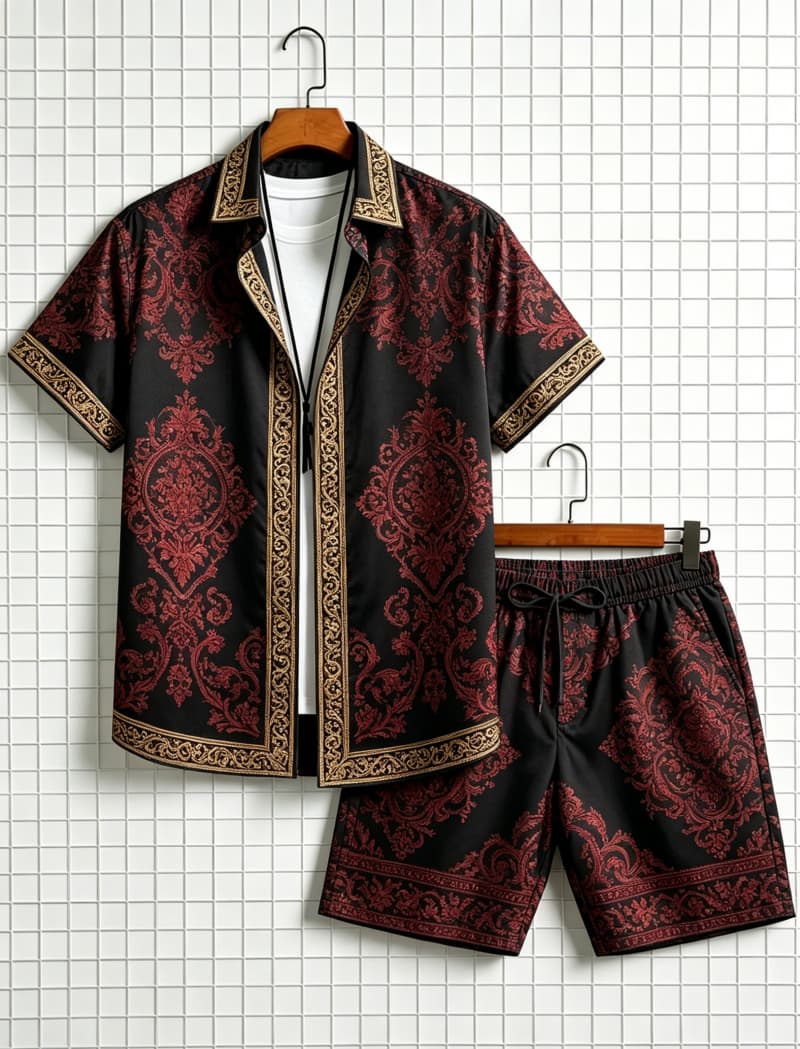 Summer Clothing Haul - Herenset met etnische print, korte mouwen,