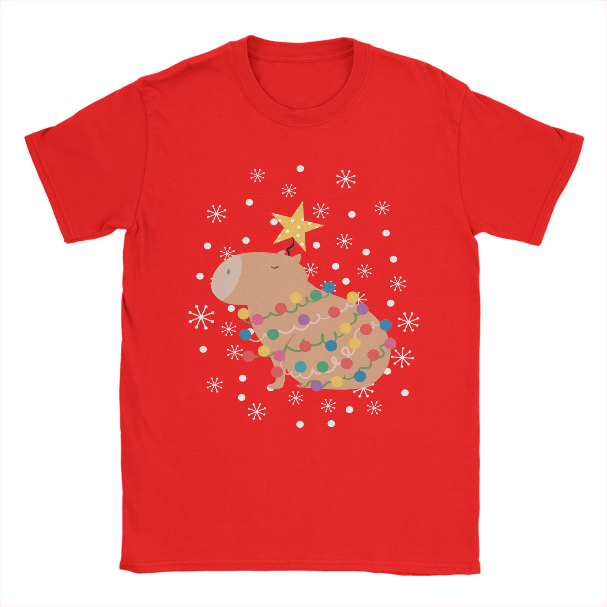 Summer Clothing Ideas - Capibara kerstboom T-shirt voor mannen katoen