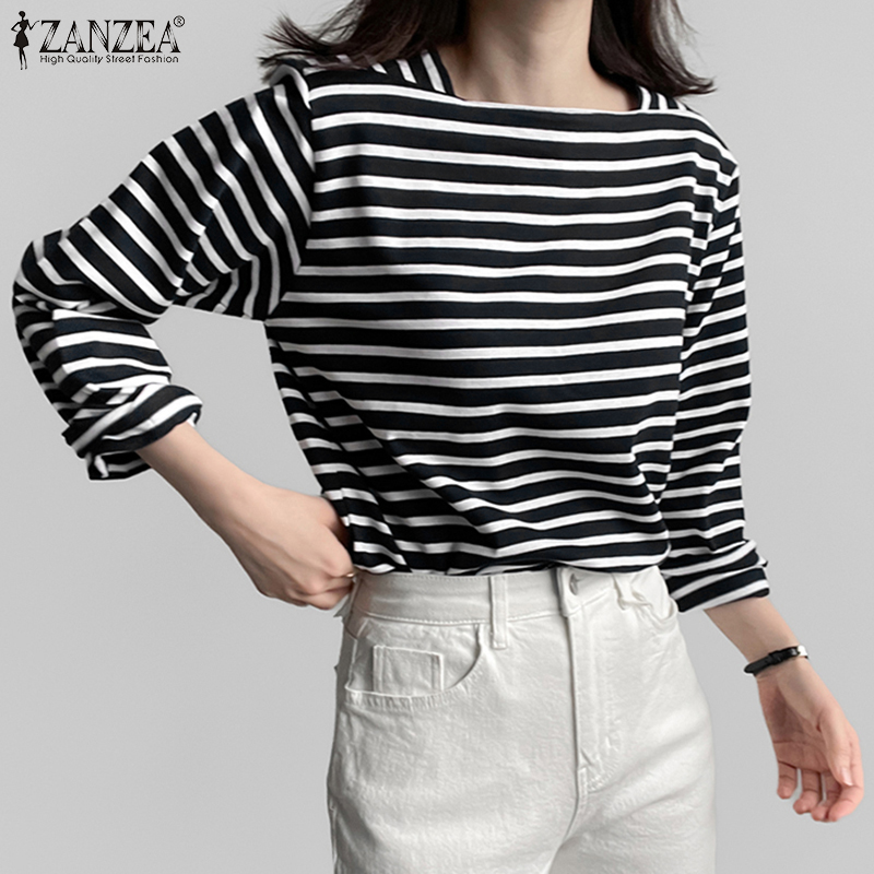 Summer De Clothing - ZANZEA Vrouw Casual Gestreepte Blouses Lente