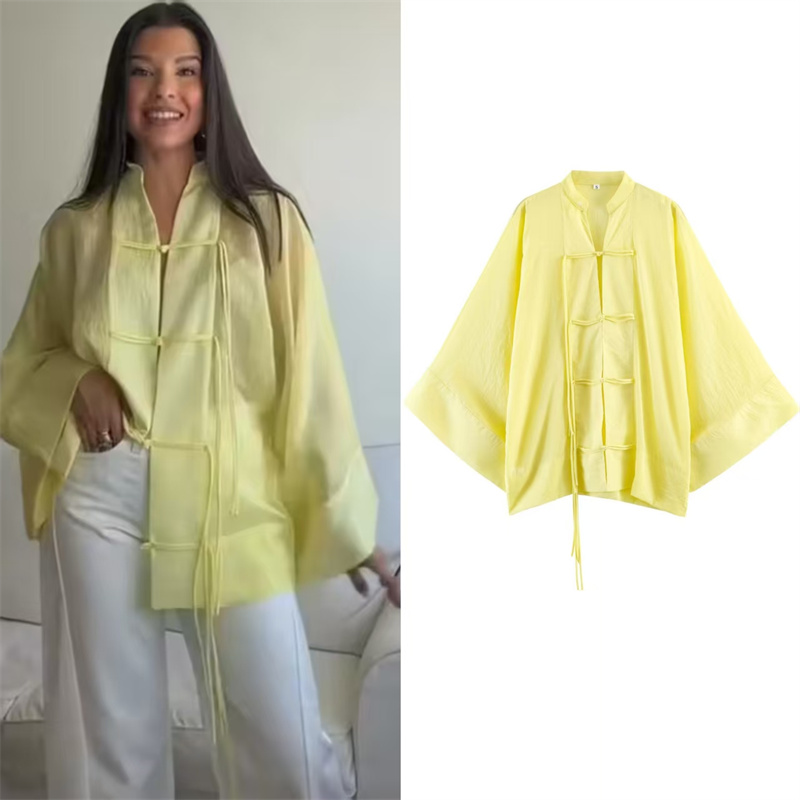 Yellow Summer Clothing - Damesblouse 2026 Zomer Nieuw Geel Lang