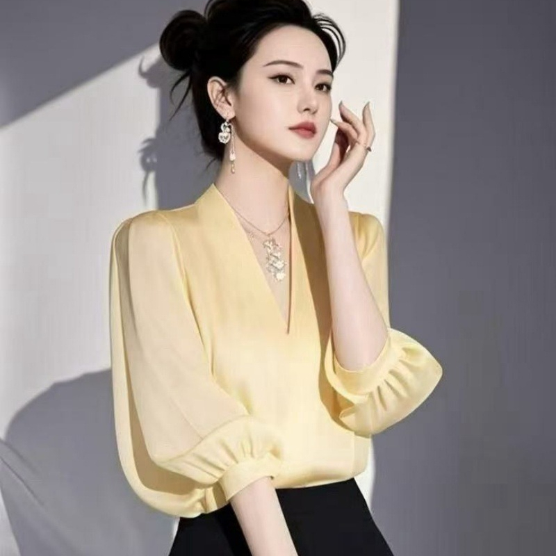 Vintage damesblouses chiffon s - Yellow Summer Clothing recensie en prijs