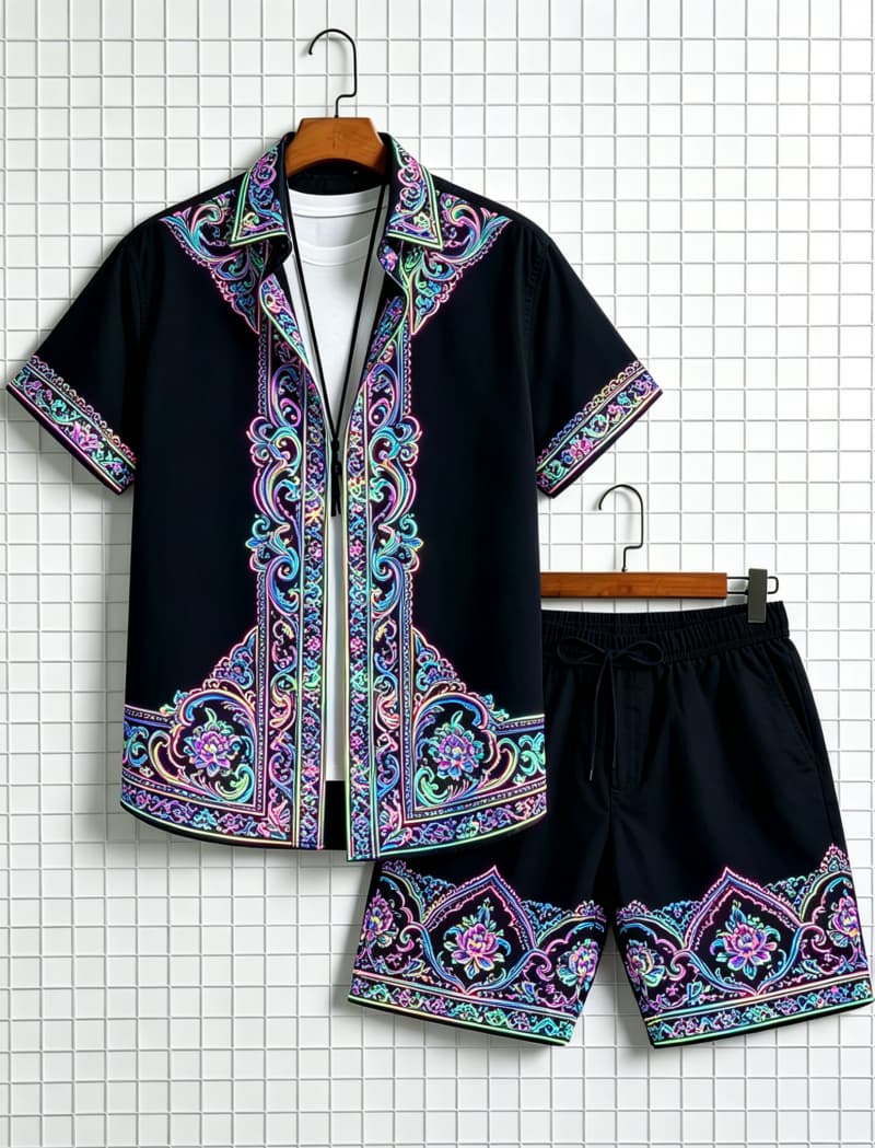 Herenset met etnische print, k - Summer Clothing Haul recensie en prijs