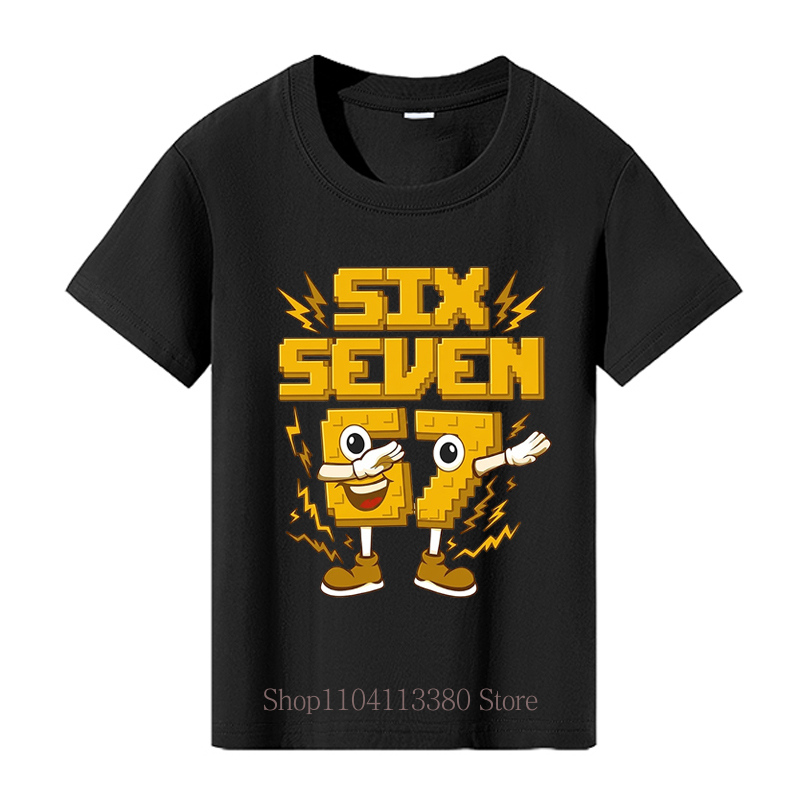 Geel Zes Zeven Print Kinder T- - Yellow Summer Clothing recensie en prijs