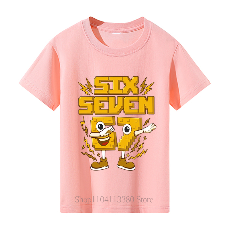 Geel Zes Zeven Print Kinder T- - Yellow Summer Clothing recensie en prijs