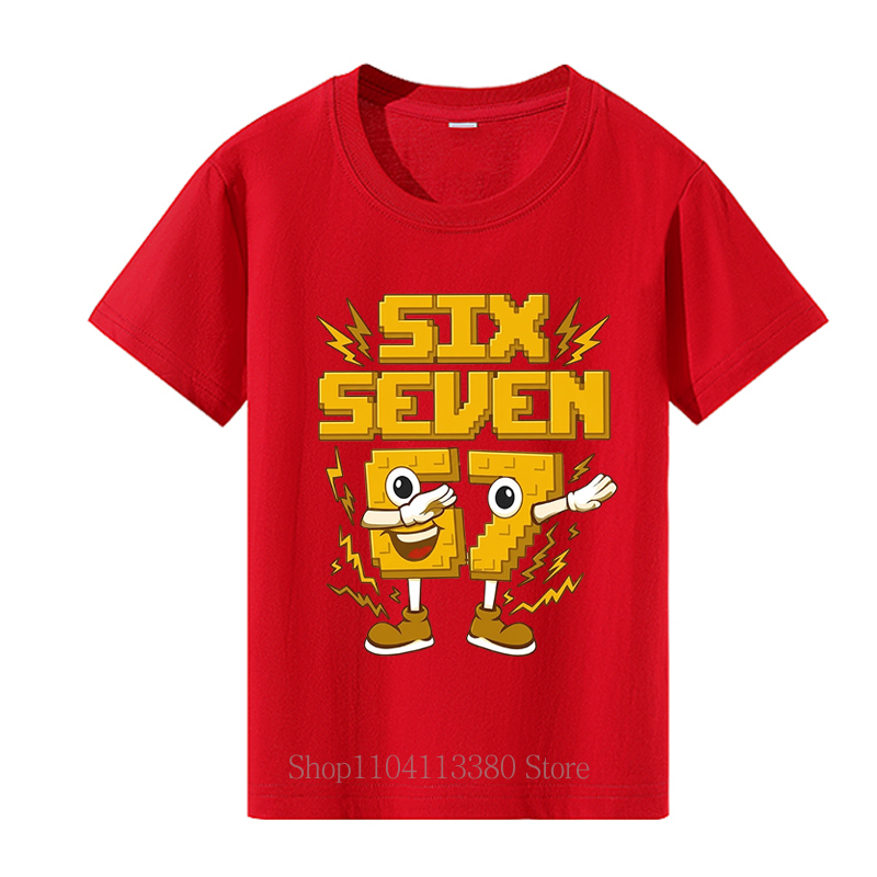 Geel Zes Zeven Print Kinder T- - Yellow Summer Clothing recensie en prijs