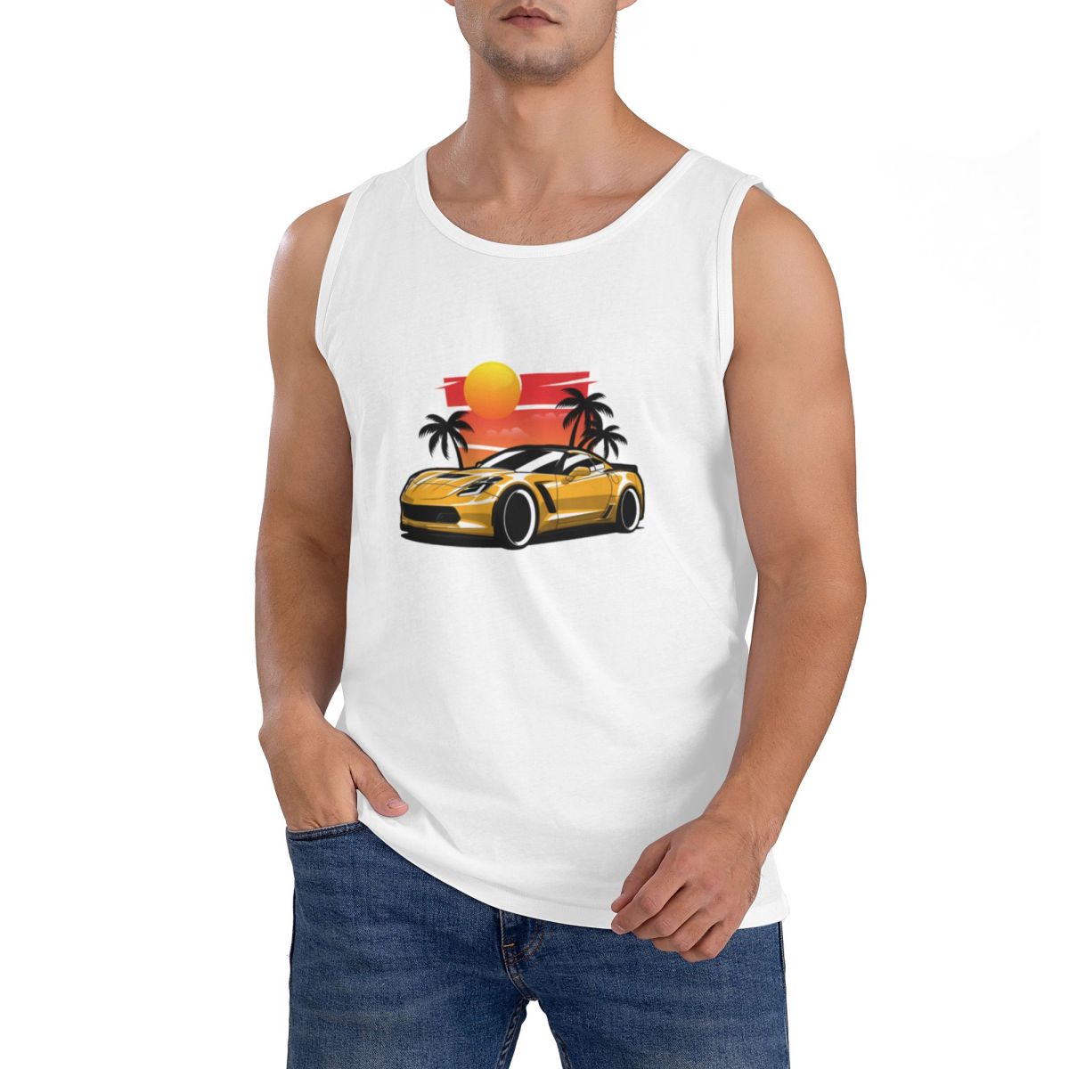 100% Katoen Geel Corvette Z06  - Yellow Summer Clothing recensie en prijs