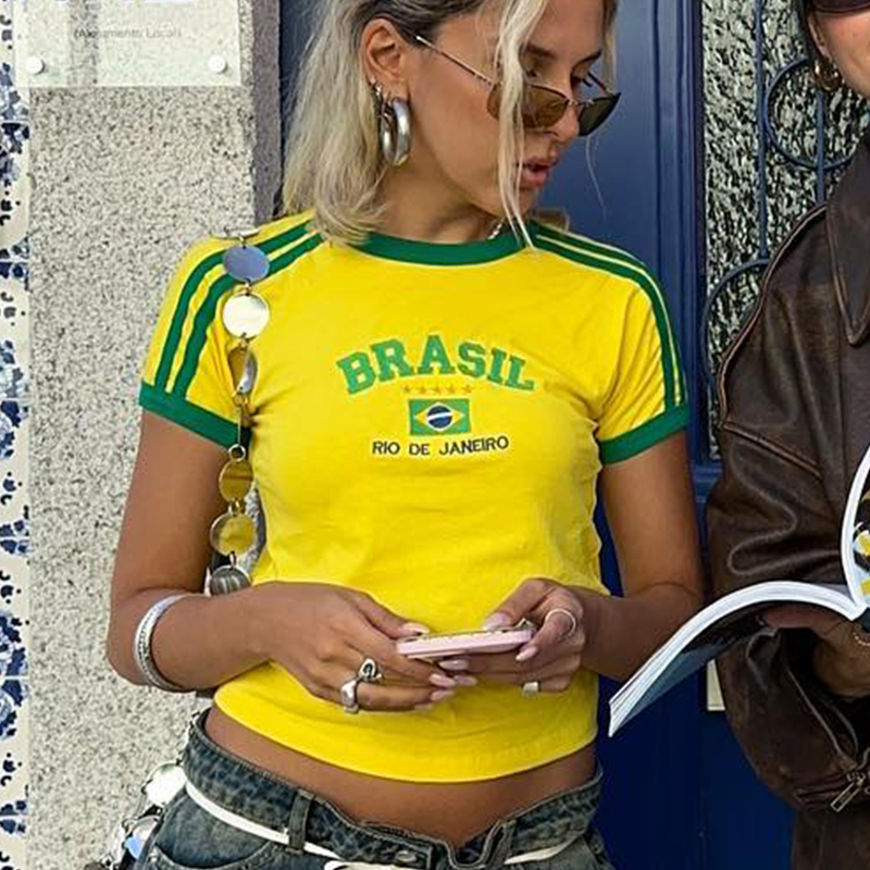 Brasil Letter Graphics Print G - Yellow Summer Clothing recensie en prijs