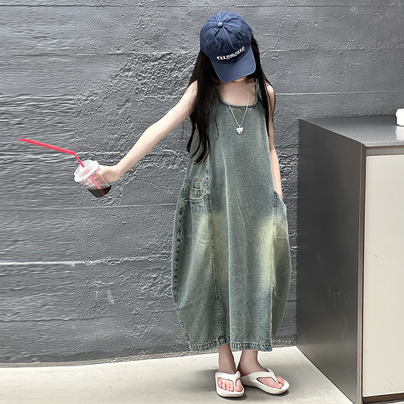 Vintage blauwe kinderen meisje - Summer Clothing Kids recensie en prijs